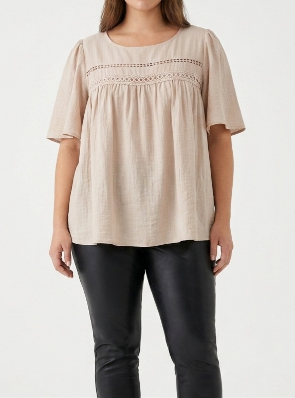 Pretty Plus Size Linen Like Blouse